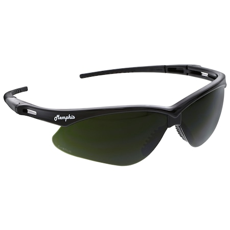 Mcr Safety Memphis (MP1), Welding Safety Glasses, Anti-Scratch, Green Filter 5.0 Lens, Black Frame, Half Frame MP1150
